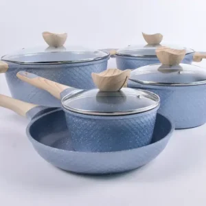 Набір каструль BN-339, 9 предметів, ковшик 1,4 л; 2,4 л; 4л; 6,3 л; сковорода 24см