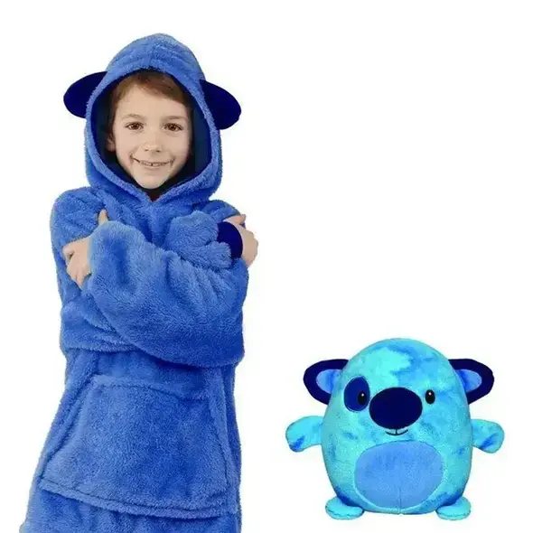 Блакитний Дитяча іграшка-толстовка плед трансформер з капюшоном та рукавами 3 в 1 Huggle Pets Hoodie - Зображення 2