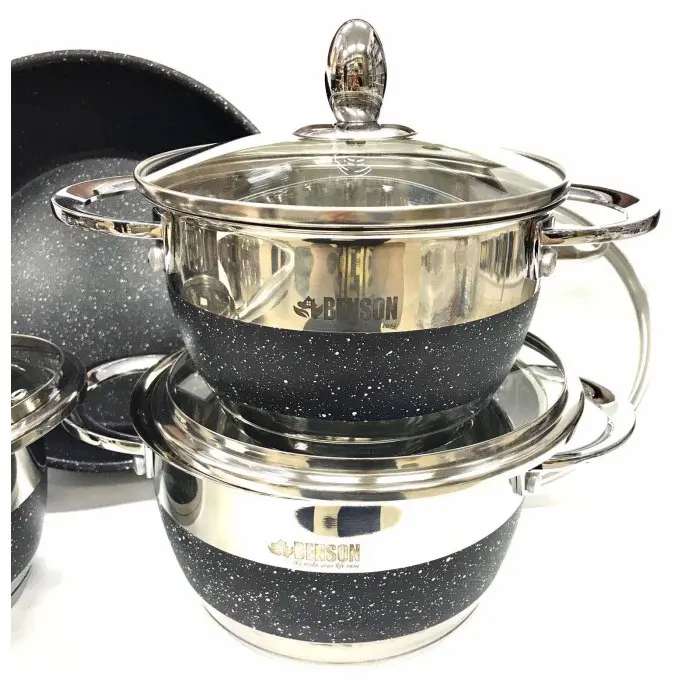 Набір каструль кухонних Benson BN-293 12 предметів в наборі нержавіюча сталь - Зображення 3