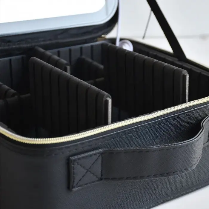 Чорна Дорожня косметичка-валіза з LED дзеркалом Чорна - Зображення 7
