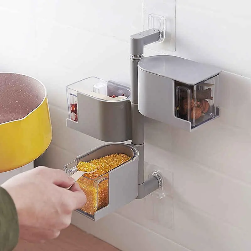 Модульна полиця для спецій настінна з поворотними контейнерами - Зображення 5