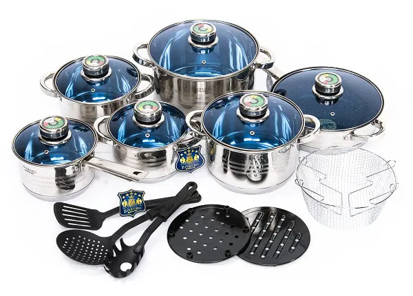 Набір посуду UNIQUE UN-5039 з нержавіючої сталі, 19 предметів, набір каструль - Зображення 5