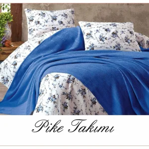 Постільна білизна з вафельним покривалом La Villa Mavi Синій