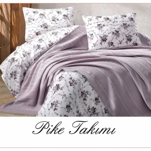 Постільна білизна з вафельним покривалом La Villa Mavi Бузковий