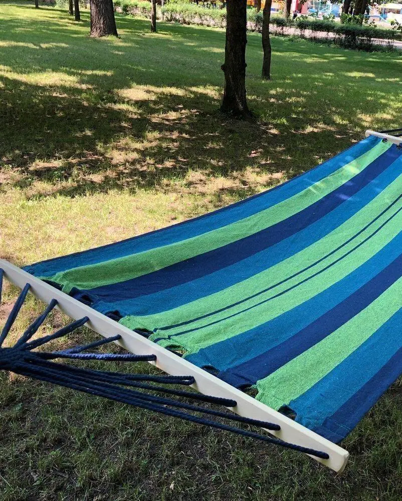 Бавовняний гамак 200х80 см (з великою планкою) - Зображення 7
