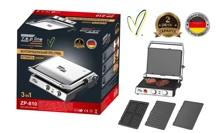 Багатофункціональний прес-гриль 3в1 Zepline ZP-810 3500W - Зображення 3