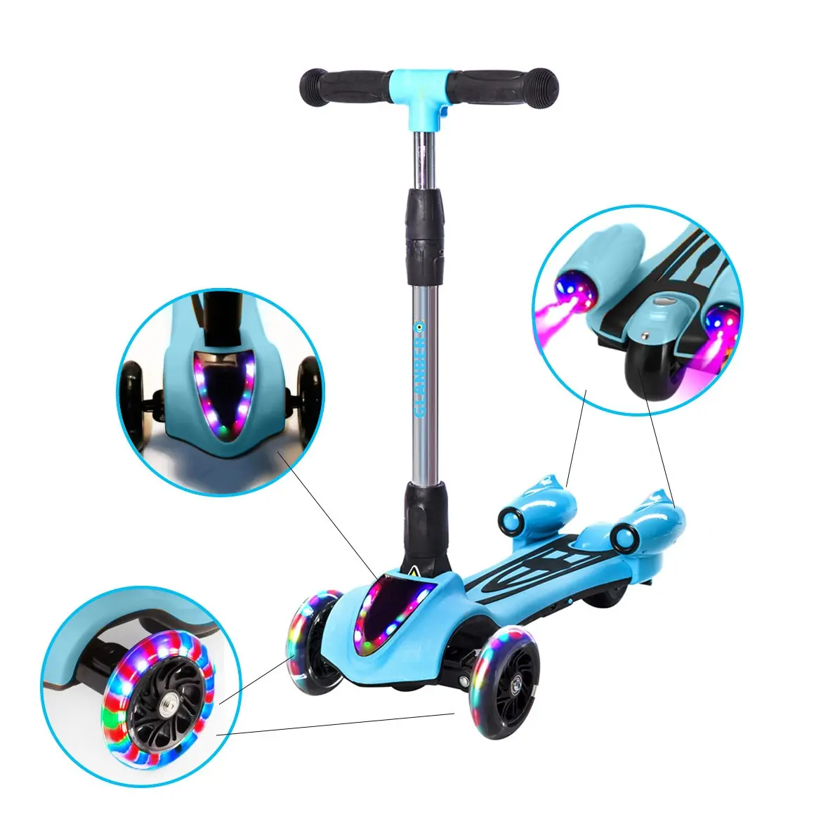 Дитячий турбо - самокат з димом та музикою GLANBER Червоний - Зображення 2