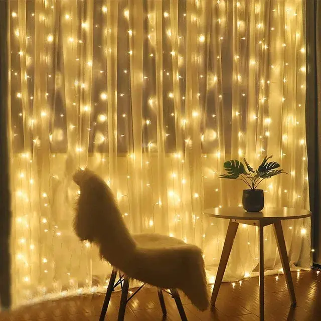 Гірлянда-штора Водоспад 3х2 м, 200 LED світлова завіса зі статичним режимом, тепле світло - Зображення 2