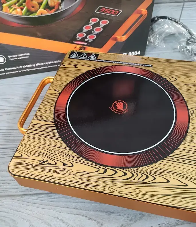 Інфрачервона плита RAF 8004 настільна кухонна електрична одноконфоркова з таймером 2200 Вт коричневий - Зображення 2