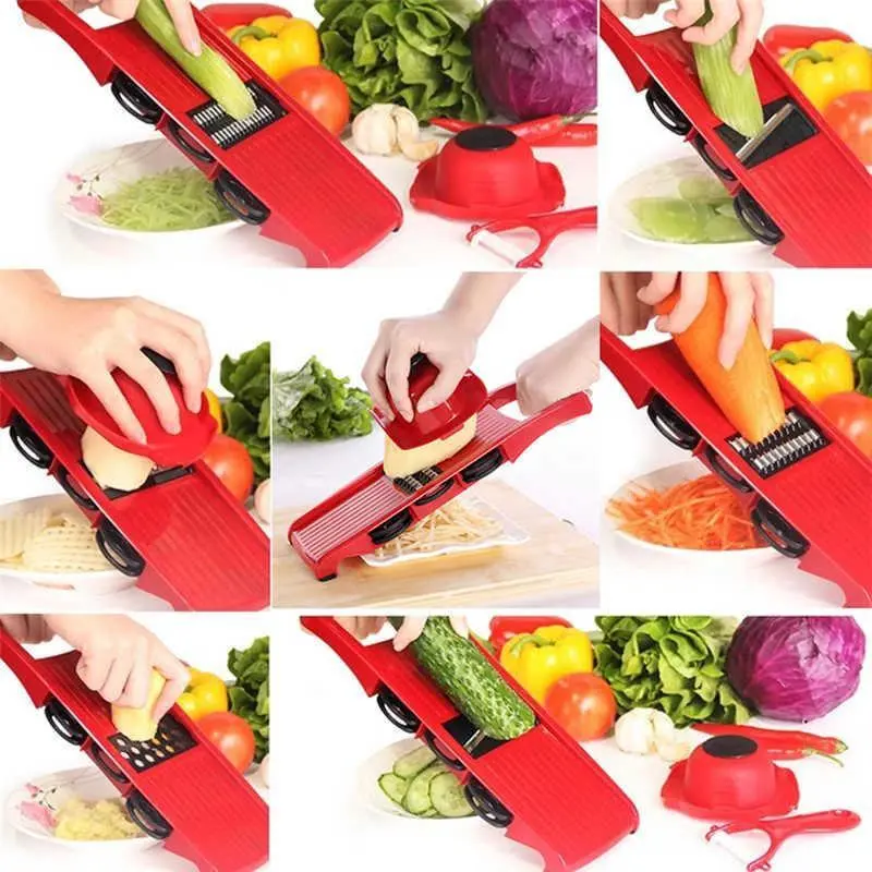 Овочерізка, тертка Mandoline Slicer 6 in 1 c контейнером, слайсер, тертка - Зображення 2