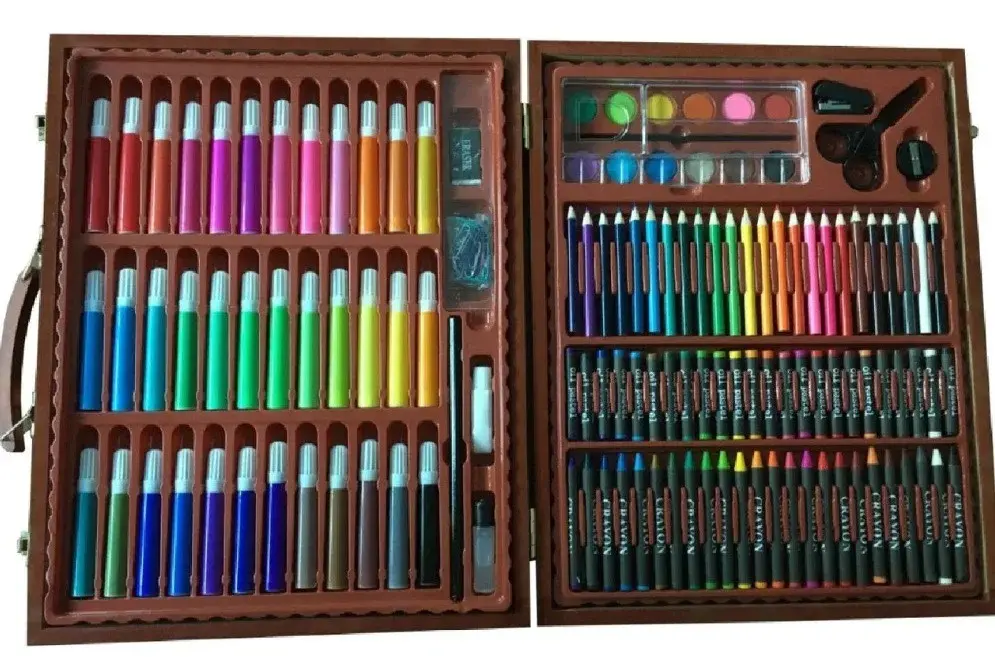 Дитячий набір для малювання та творчості Kartal на 150 предметів у дерев'яній валізі - Зображення 5