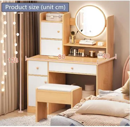 Стіл для макіяжу з LED дзеркалом STL-MD 74 (Г40/Ш80/В127, КОРИЧНЕВО-БІЛИЙ) - Зображення 2