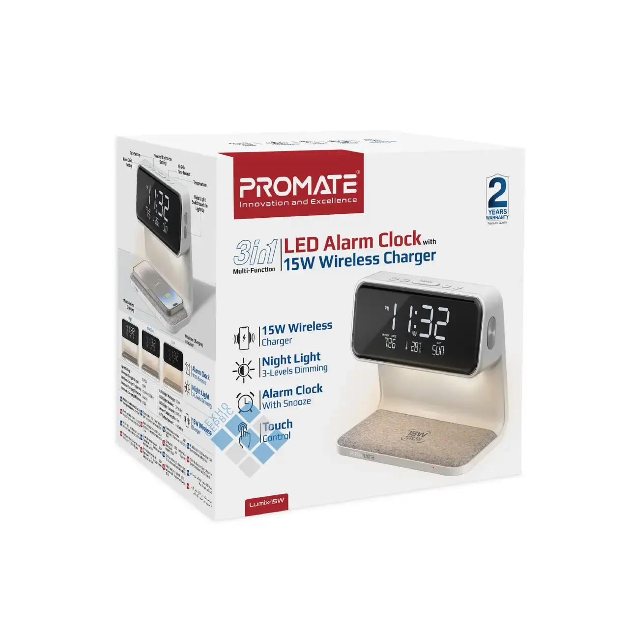 Будильник Holdmay KP-626 із бездротовою зарядкою LED - Зображення 5