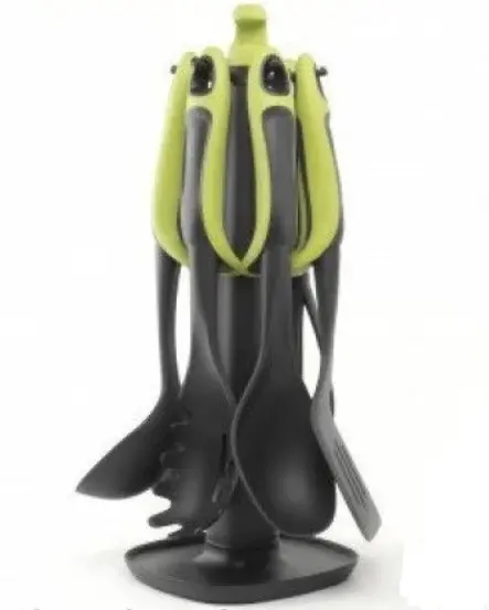 Набір кухонного приладдя ЗЕЛЕНИЙ KITCHEN TOOLS, 7 предметів Кухонний набір з підставкою - Зображення 3