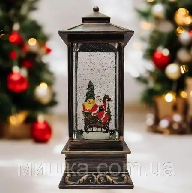 Музичний металевий новорічний ліхтарик-світильник h=28 см - Зображення 4