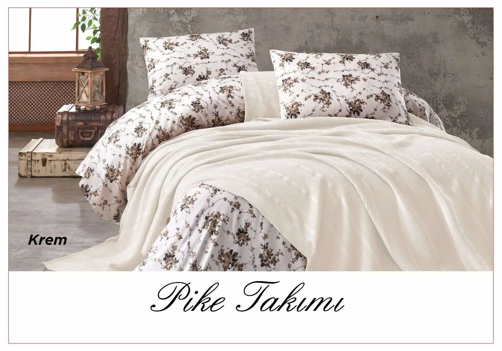 Постільна білизна з вафельним покривалом La Villa Mavi Синій - Зображення 2