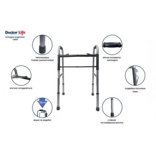 Ходунки для пересування 2 в 1 сталеві універсальні MED1-N27 - Зображення 8