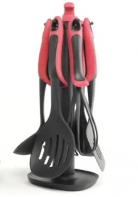 Набір кухонного приладдя ЧЕРВОНИЙ KITCHEN TOOLS, 7 предметів Кухонний набір з підставкою