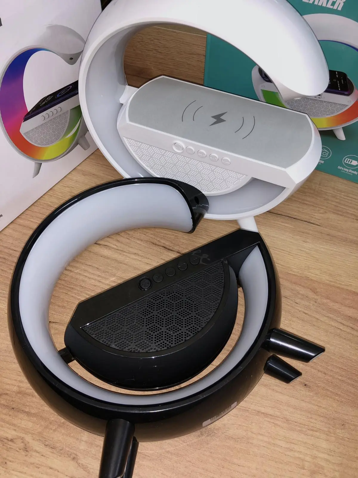 Розумний світильник/Нічник з бездротовою зарядкою для телефону/Bluetooth-колонка - Зображення 4