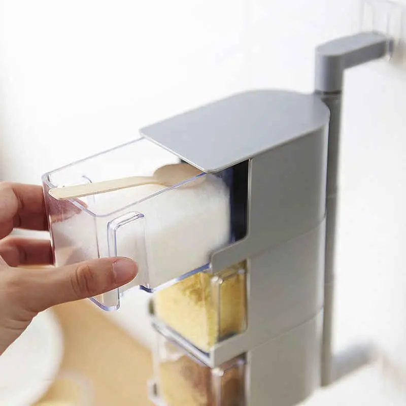 Модульна полиця для спецій настінна з поворотними контейнерами - Зображення 4