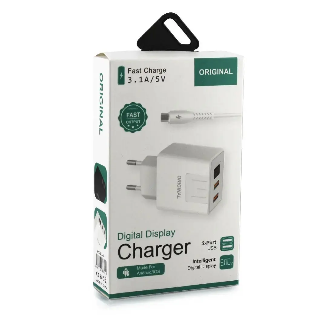 Адаптер (А-14) 220v 2 usb with digital display CX QC03 - Зображення 5