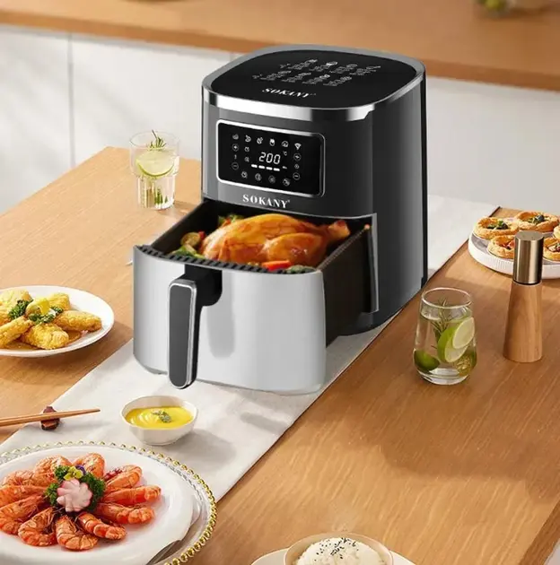 Аерофритюрниця Sokany SK 10052 1700W Аерогриль безмасляна мультипіч для приготування без олії 7 л з сенсорним керуванням - Зображення 4