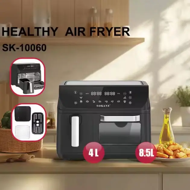 Аерофритюрниця Sokany SK-10060 з 2 чашами, сенсорне керування - Зображення 3