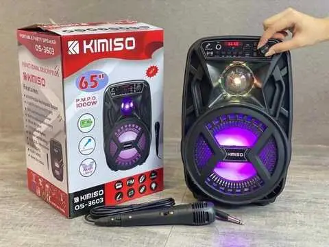 Акумуляторна бездротова Bluetooth колонка Kimiso QS-3603 (6.5") з мікрофоном та підсвічуванням - Зображення 4