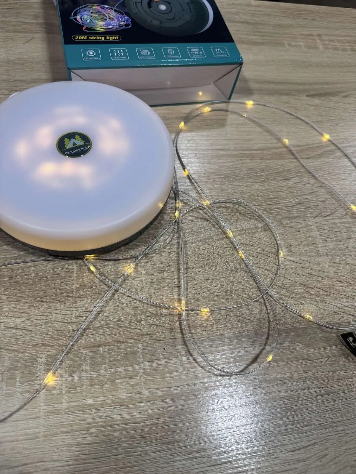 Акумуляторний ліхтар з гірляндою, USB та магнітним кріпленням / Підвісний ліхтар для кемпінгу 20м - Зображення 2