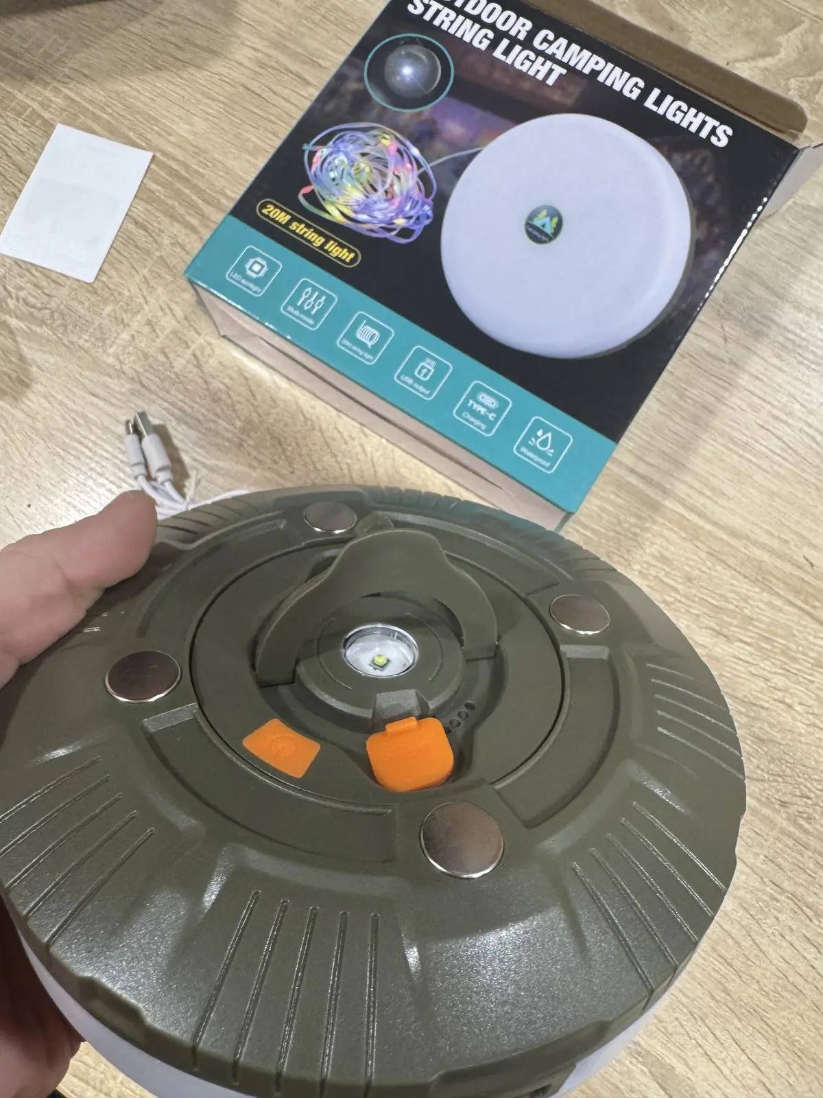 Акумуляторний ліхтар з гірляндою, USB та магнітним кріпленням / Підвісний ліхтар для кемпінгу 20м - Зображення 5