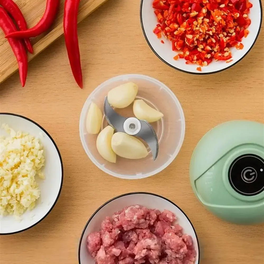 Акумуляторний міні подрібнювач для продуктів 250мл, з USB / Кухонний міні блендер для овочів - Зображення 4