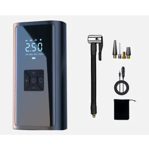 Акумуляторний насос компресор для шин та велосипедів з LED дисплеєм 2в1 від АКБ 6000mAh