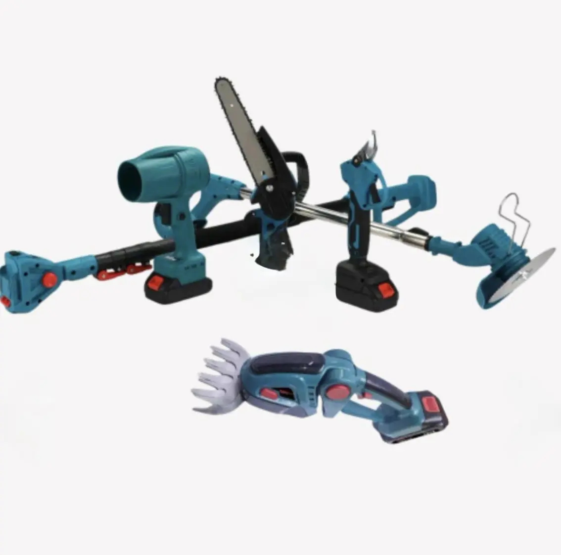 Акумуляторний універсальний садовий набір 6 в 1 / Секатор / Міні-пила / Тример / Повітродувка / Подовжувач / Кущоріз - Зображення 3