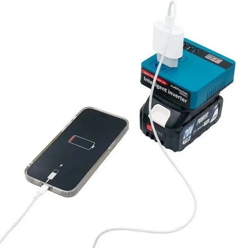 Акумуляторний інвертор напруги (без акумулятора) DC 18-21V to 220V 120W (300W пік.) - Зображення 2