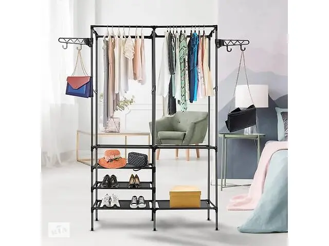 Універсальна шафа вішалка стійка для одягу double pole - Зображення 3