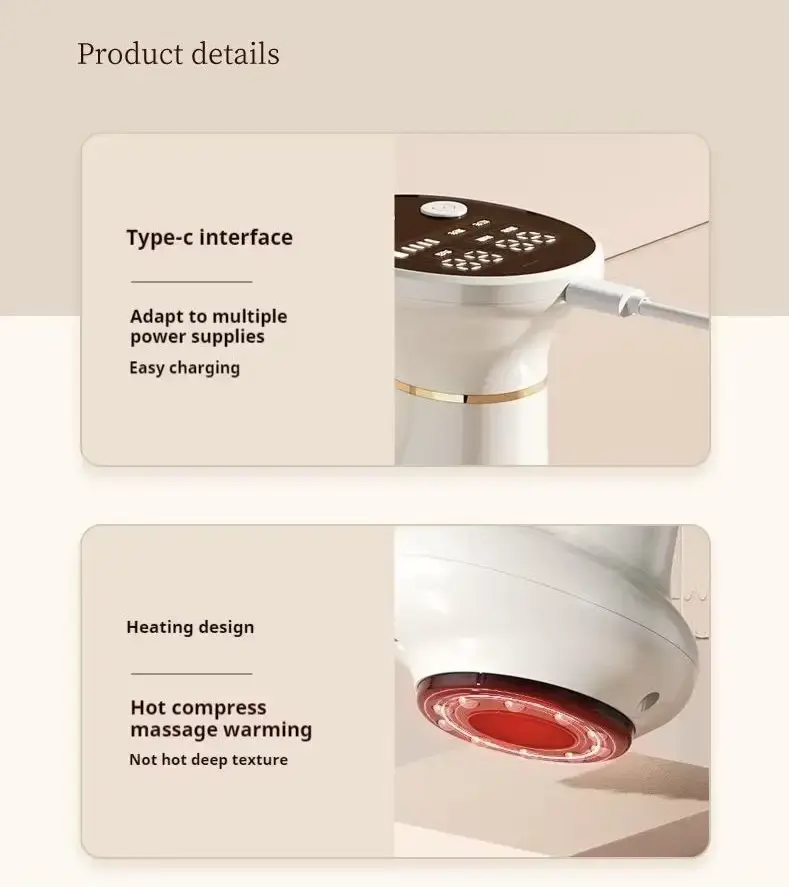 Антицелюлітний вакуумний масажер Cupping Massage з інфрачервоним нагріванням, масажер від целюліту AND1110 USB - Зображення 5