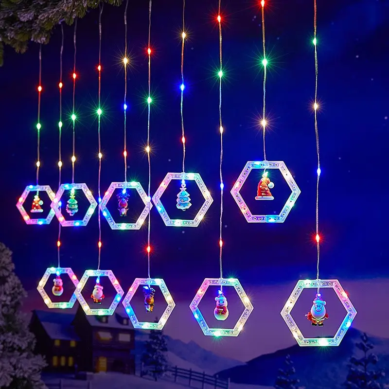 Анімована гірлянда штора / Шестигранний новорічний декор Різдвяний AND SF-48 - Зображення 2