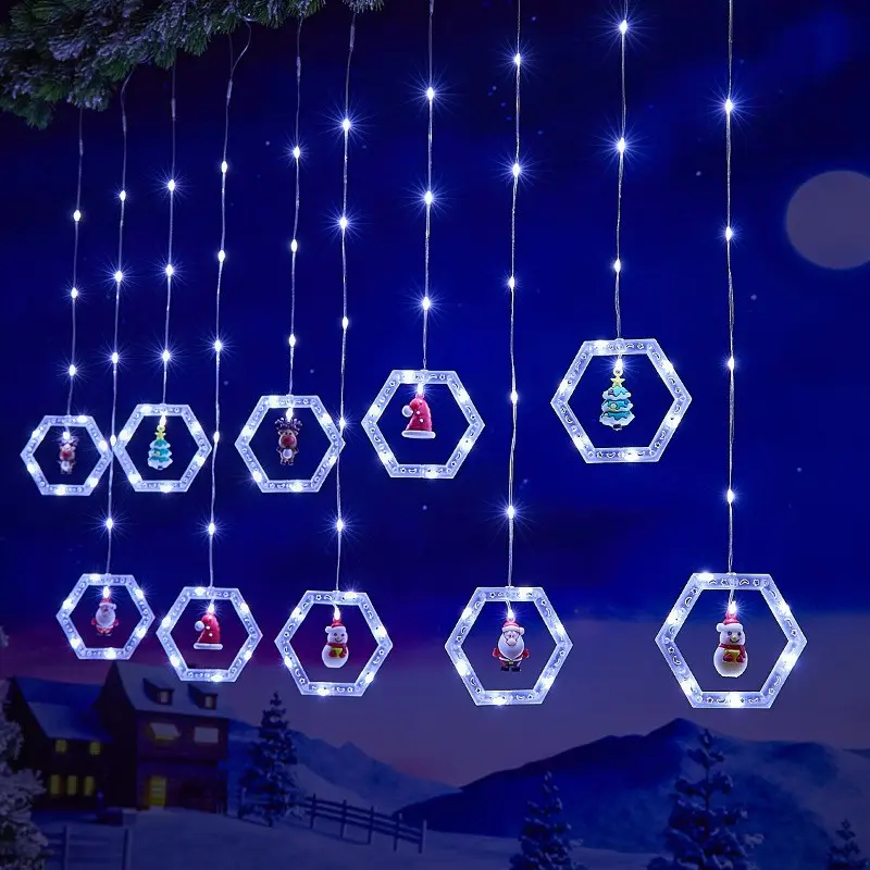 Анімована гірлянда штора / Шестигранний новорічний декор Різдвяний AND SF-48 - Зображення 3