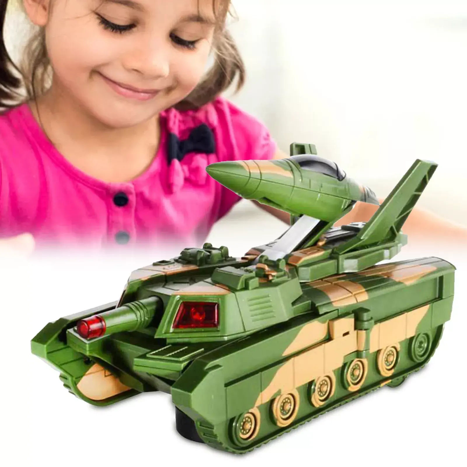 Армійський танк іграшка музичний танк літак 2 в 1 - Зображення 2