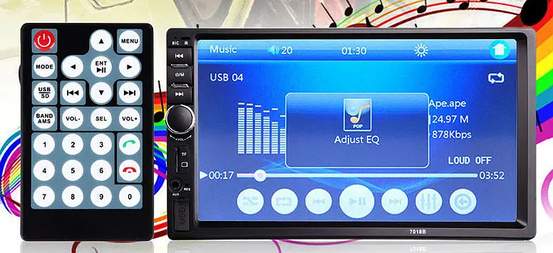 Універсальна автомагнітола 2 Din сенсорна, Bluetooth AMP 7018B, з пультом у комплекті - Зображення 3