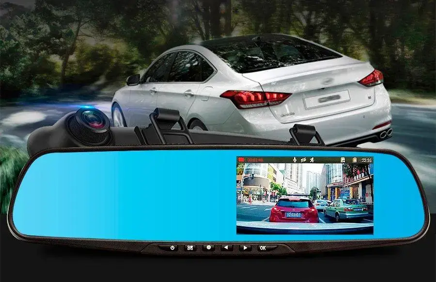 Автомобільний реєстратор-дзеркало Blaсkbox DVR AK47 з камерою заднього виду - Зображення 8