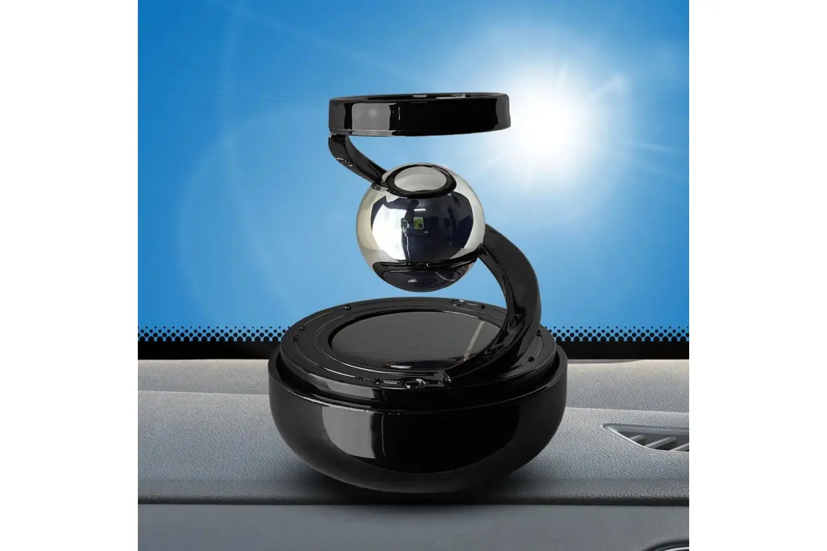 Автомобільний освіжувач повітря/ ароматизатор на сонячній енергії/ левітація кільця/ чорний з кулькою - Зображення 2