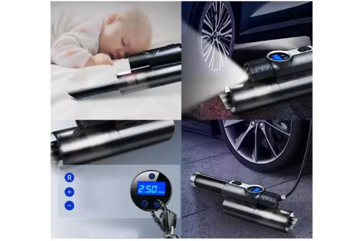 Автомобільний бездротовий пилосос + компресор на акумуляторі - Зображення 2