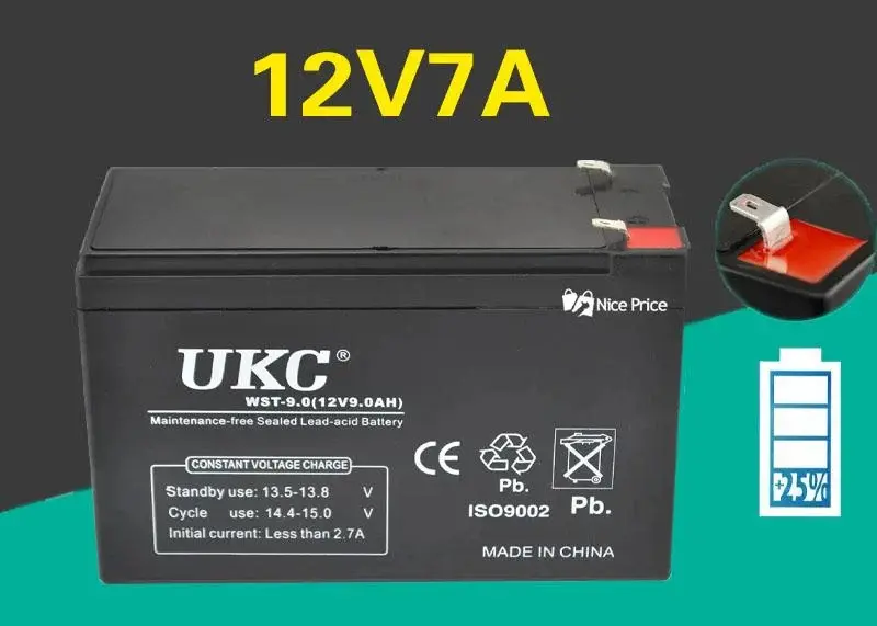 Батарея свинцево-кислотна UKC WST-9.0 12 V 9 Ah Black - Зображення 4