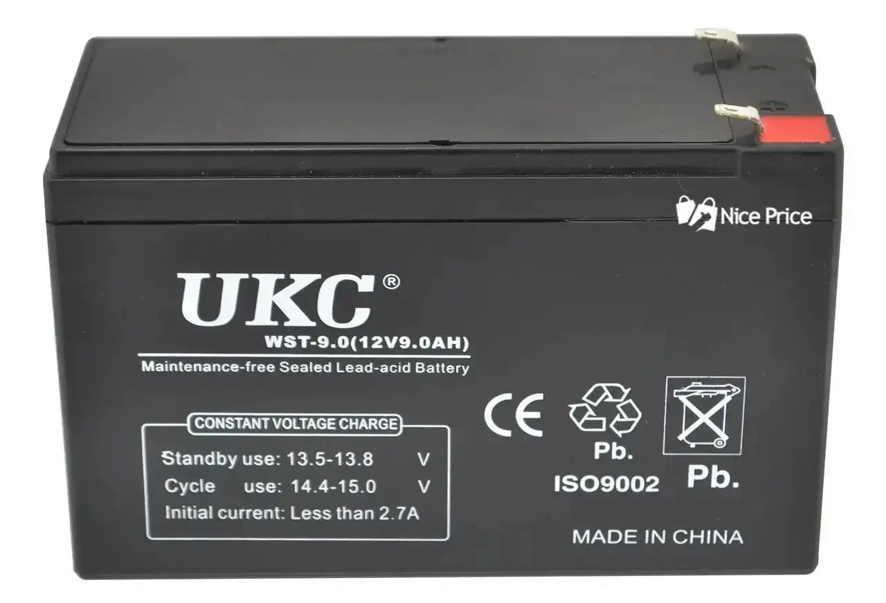 Батарея свинцево-кислотна UKC WST-9.0 12 V 9 Ah Black - Зображення 3