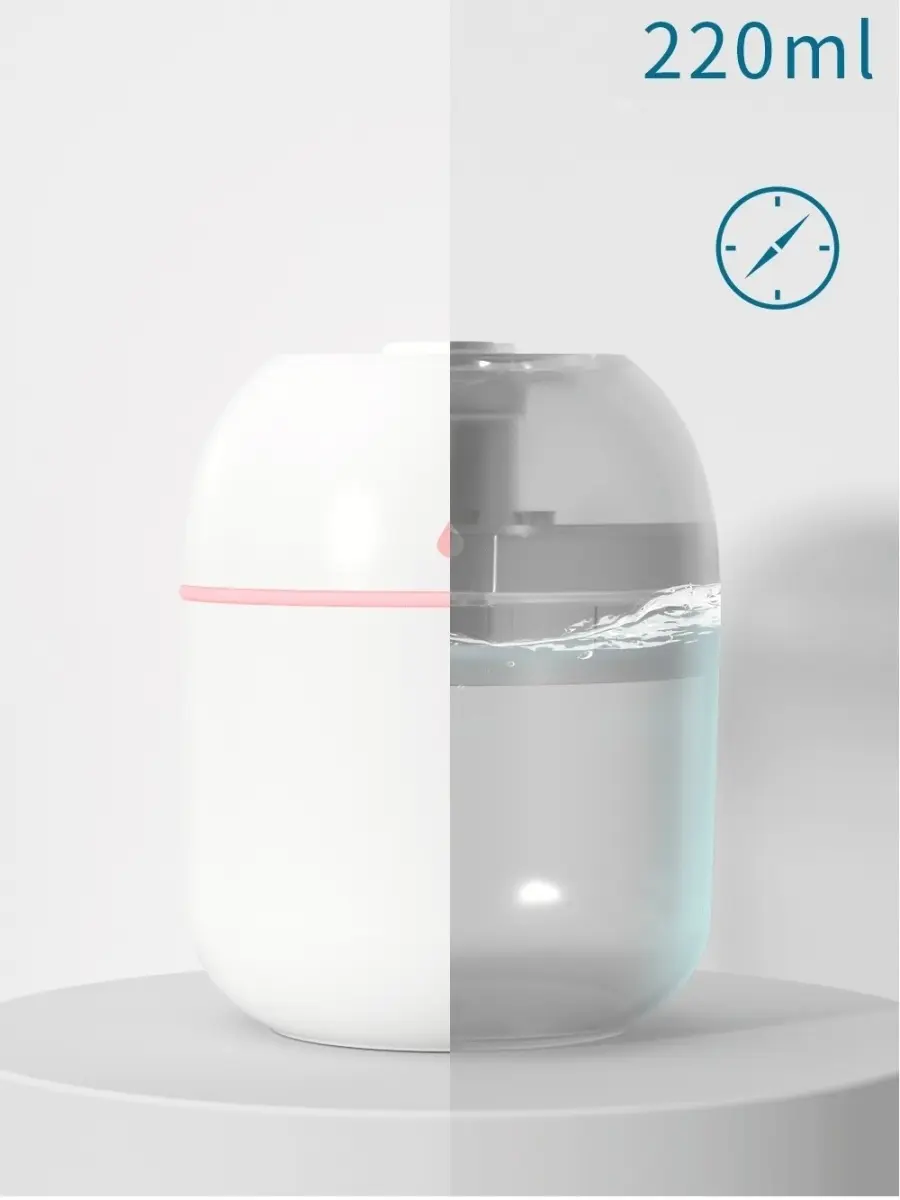 Ультразвуковий міні зволожувач повітря USB Humidifier з підсвічуванням - Зображення 4