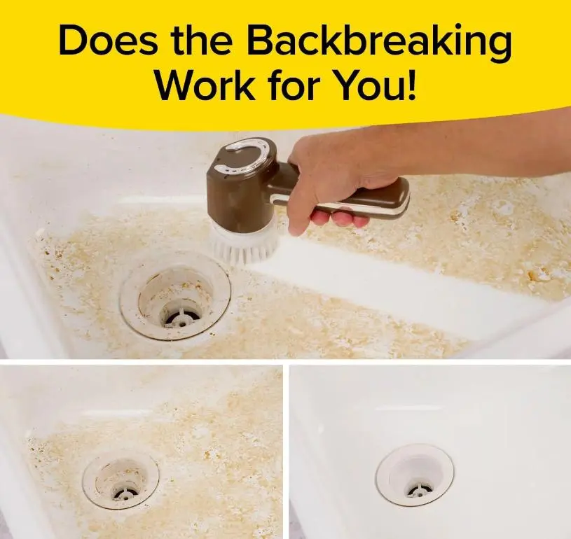 Бездротова електрична щітка для прибирання та миття посуду з 5 змінними насадками, USB заряджання - Зображення 4