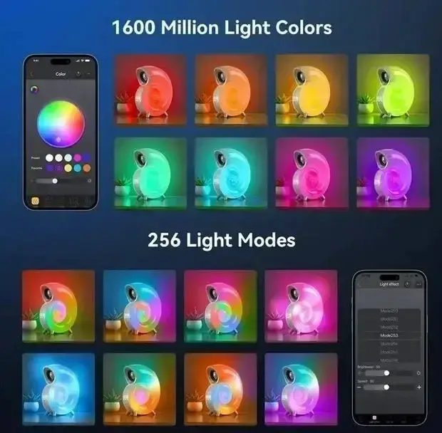 Бездротова розумна колонка нічник Равлик Conch Music Light 4 в 1 портативний RGB світильник з Bluetooth - Зображення 9