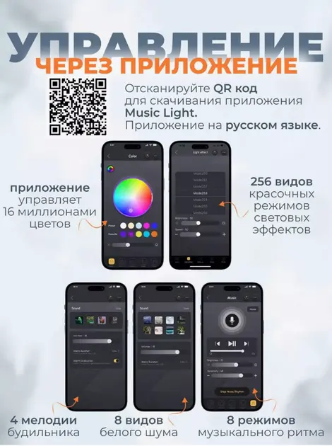 Бездротова розумна колонка нічник Равлик Conch Music Light 4 в 1 портативний RGB світильник з Bluetooth - Зображення 5