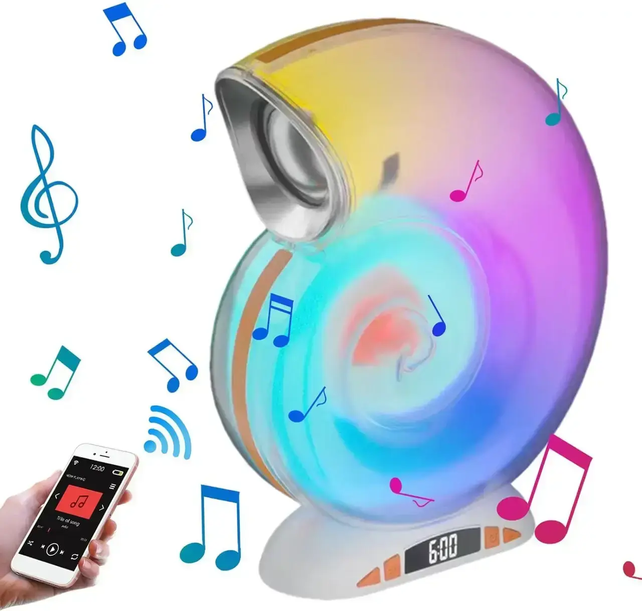 Бездротова розумна колонка нічник Равлик Conch Music Light 4 в 1 портативний RGB світильник з Bluetooth - Зображення 8